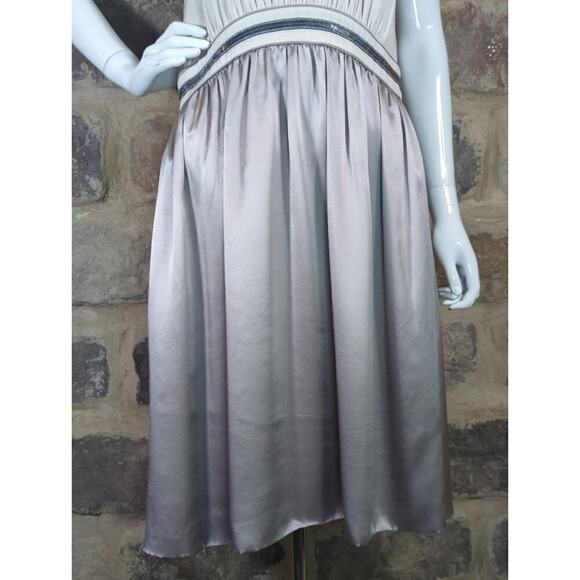 FLAWED‎ Vivienne Tam Dress Woman's Size Large Gray Silver Sequin Sleeveless Silk - Picture 3 of 16